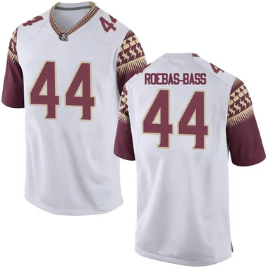 Men's Replica Nick Roebas-Bass Florida State Seminoles Football College Jersey - White