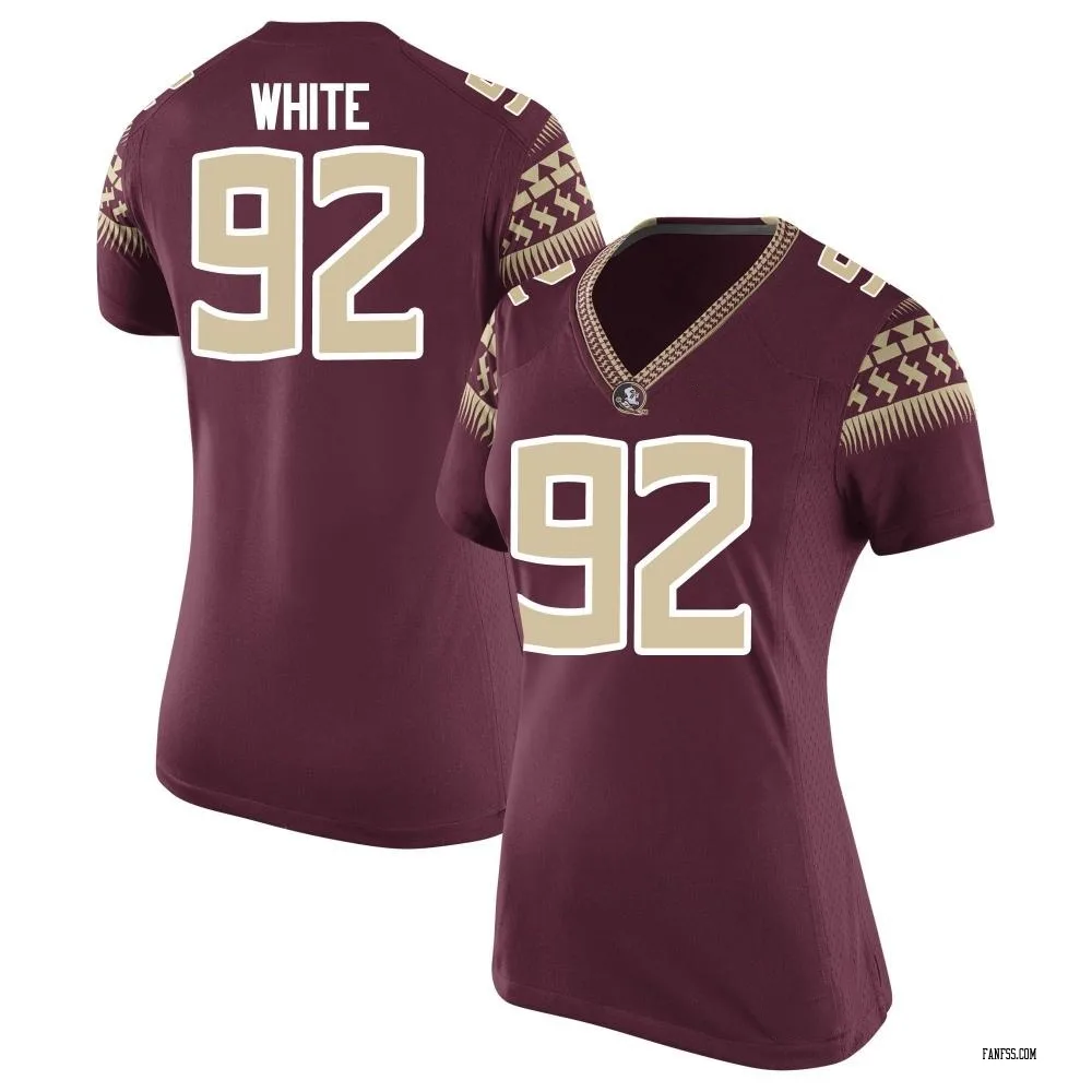 Women's Replica D'Nas White Florida State Seminoles Garnet Football College Jersey
