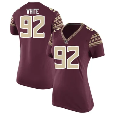 Women's Replica D'Nas White Florida State Seminoles Garnet Football College Jersey