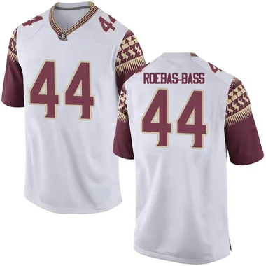 Youth Game Nick Roebas-Bass Florida State Seminoles Football College Jersey - White